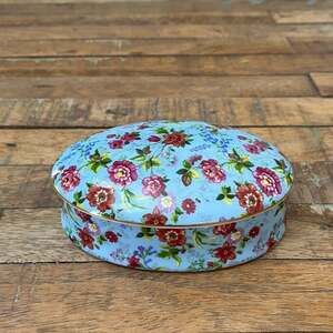 Formalities By Baum Bros Floral Blue Oval Trinket Box 5.5"